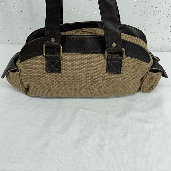 Burton Canvas and Vegan Leather Satchel Shoulder Bag Purse - Picture 2 of 15